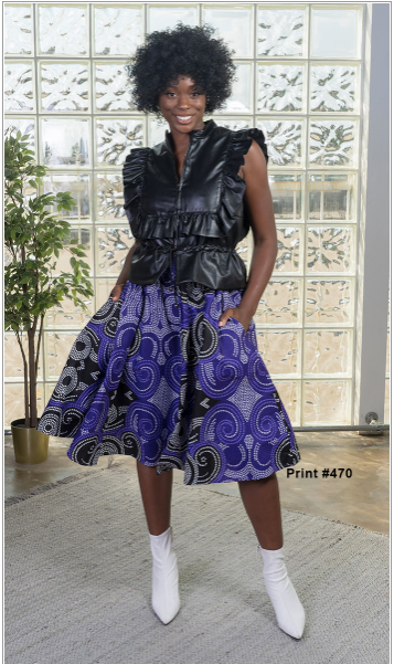 Pink and Green African Print Skirt  Flair 4 Five @ Tauntus
