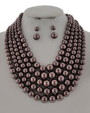 Chocolate  Brown 5 Strand Pearl Necklace w/braclet