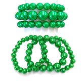 Green 3 Layer Pearls w/Bracelet