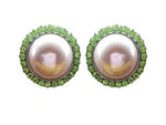 Pink and Green Pearl Round Clip Earrings