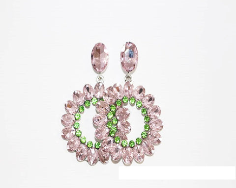 Pink and Green Post Earrings