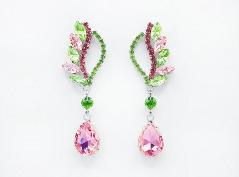 Pink and Green Drop Earrings