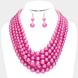 Vibrant Pink 5 Strand Pearls