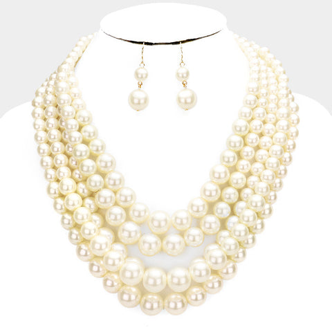 5 Strand Pearls White