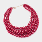 5 Strand Pearls Red