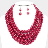 5 Strand Pearls Red