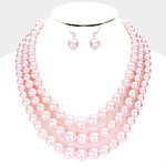 Pale Pink 3 Strand Pearls