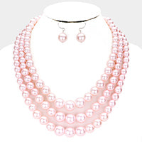Pale Pink 3 Strand Pearls