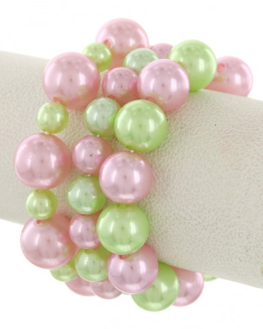 Pearl Bracelet Pink and Green
