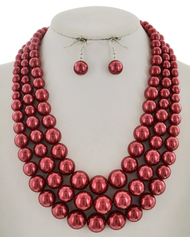 Red Multi-Strand Pearls