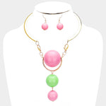 Pink and Green Dangle Necklace