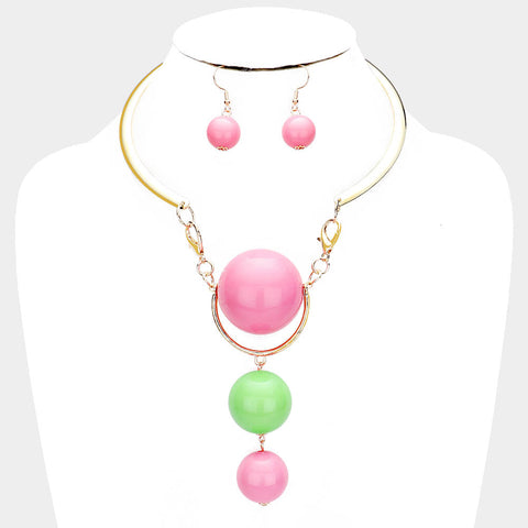 Pink and Green Dangle Necklace