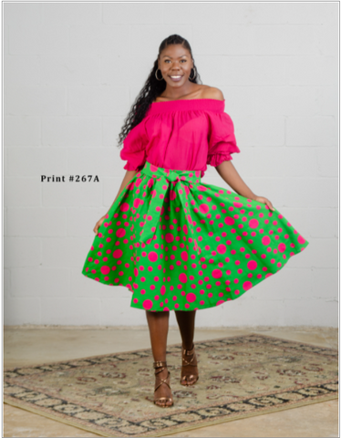 Pink and Green African Print Skirt