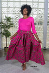 Pink and Green African Print Skirt