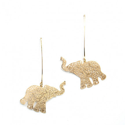 Filigree Elephant Drop Earrings